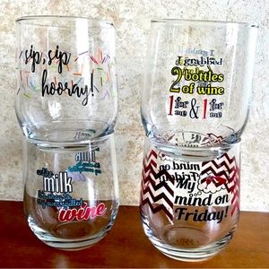 Four Stemless Wine Glasses